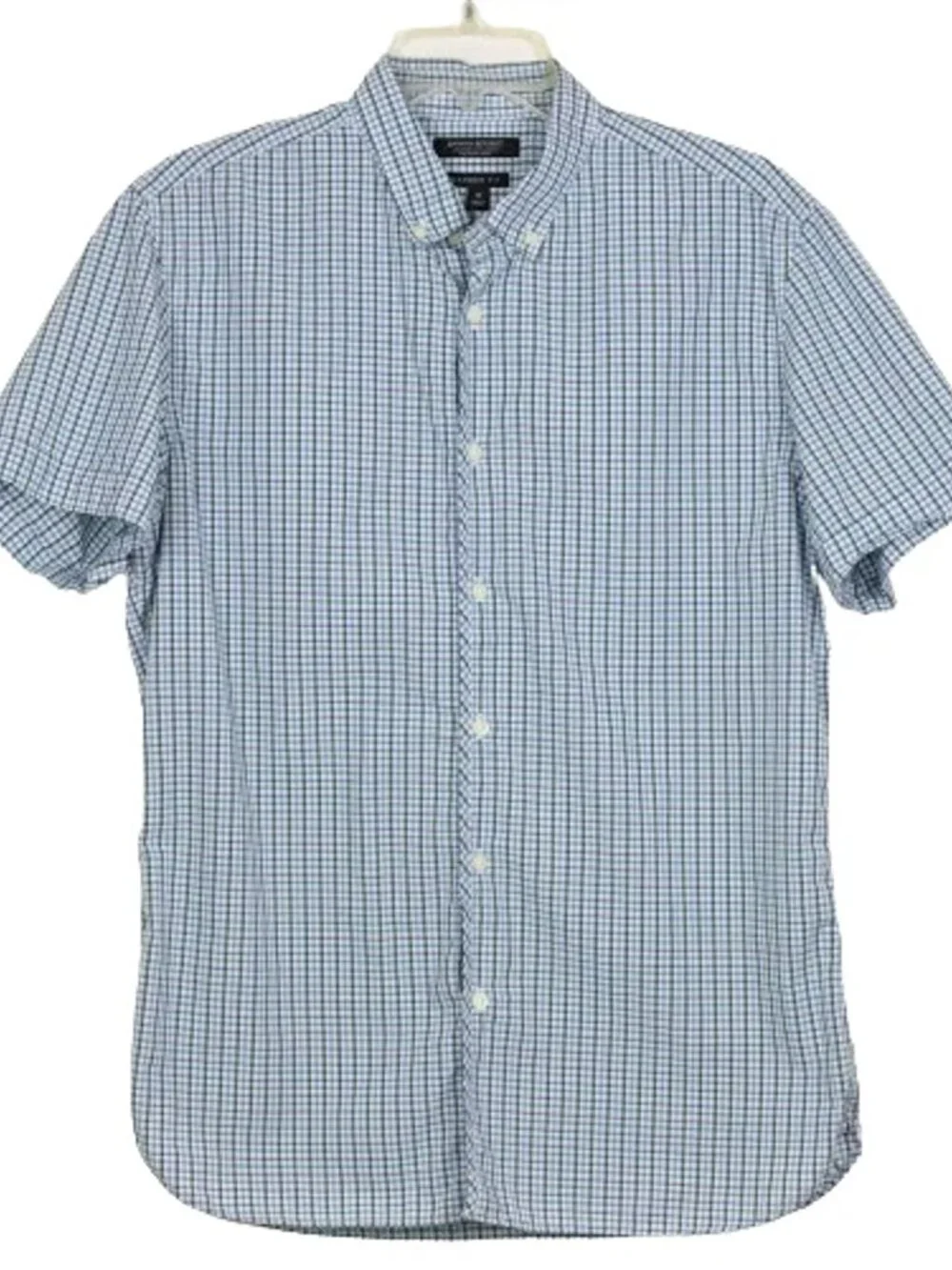 banana republic camden fit dress shirt Banana Republic Men's Blue and White Plaid Shirt Camden Fit Size XL boatswainllc.com